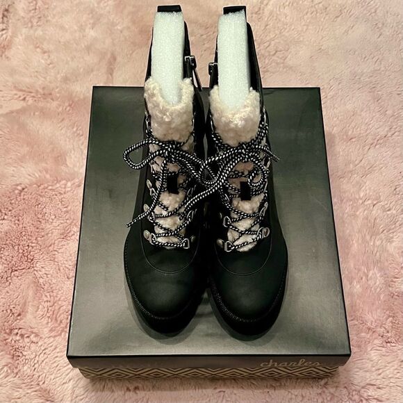 CHARLES BY CHARLES DAVID WEARY FAUX NUBUCK AND FAUX-FUR PLATFORM ANKLE BOOT - Picture 13 of 16